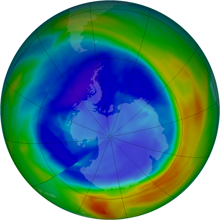 Antarctic ozone map for 30 August 2005